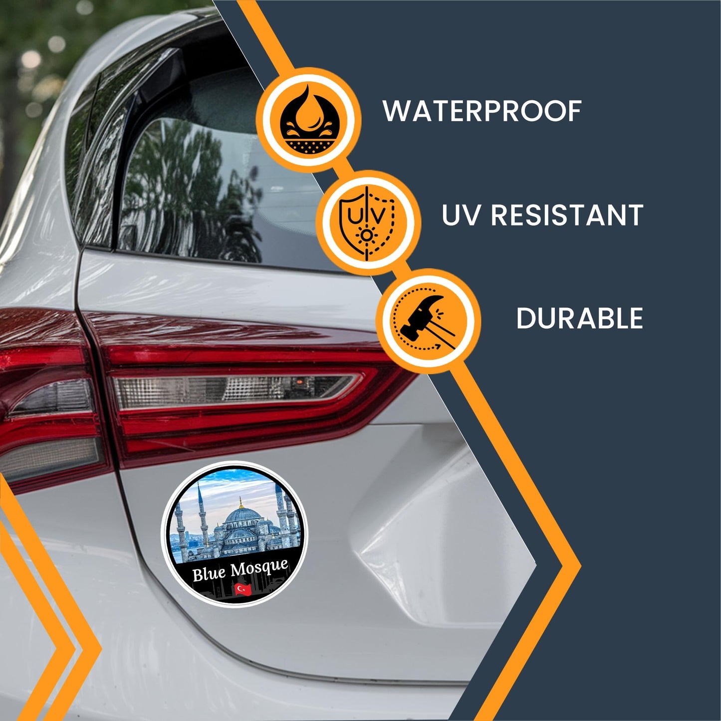 Magnet Me Up Blue Mosque Magnet Decal, 5" Round Full-Color Automotive Magnet Featuring Istanbul Architecture, Islamic Landmark Travel Gift, Turkish Souvenir, Durable Vinyl, Made in The USA