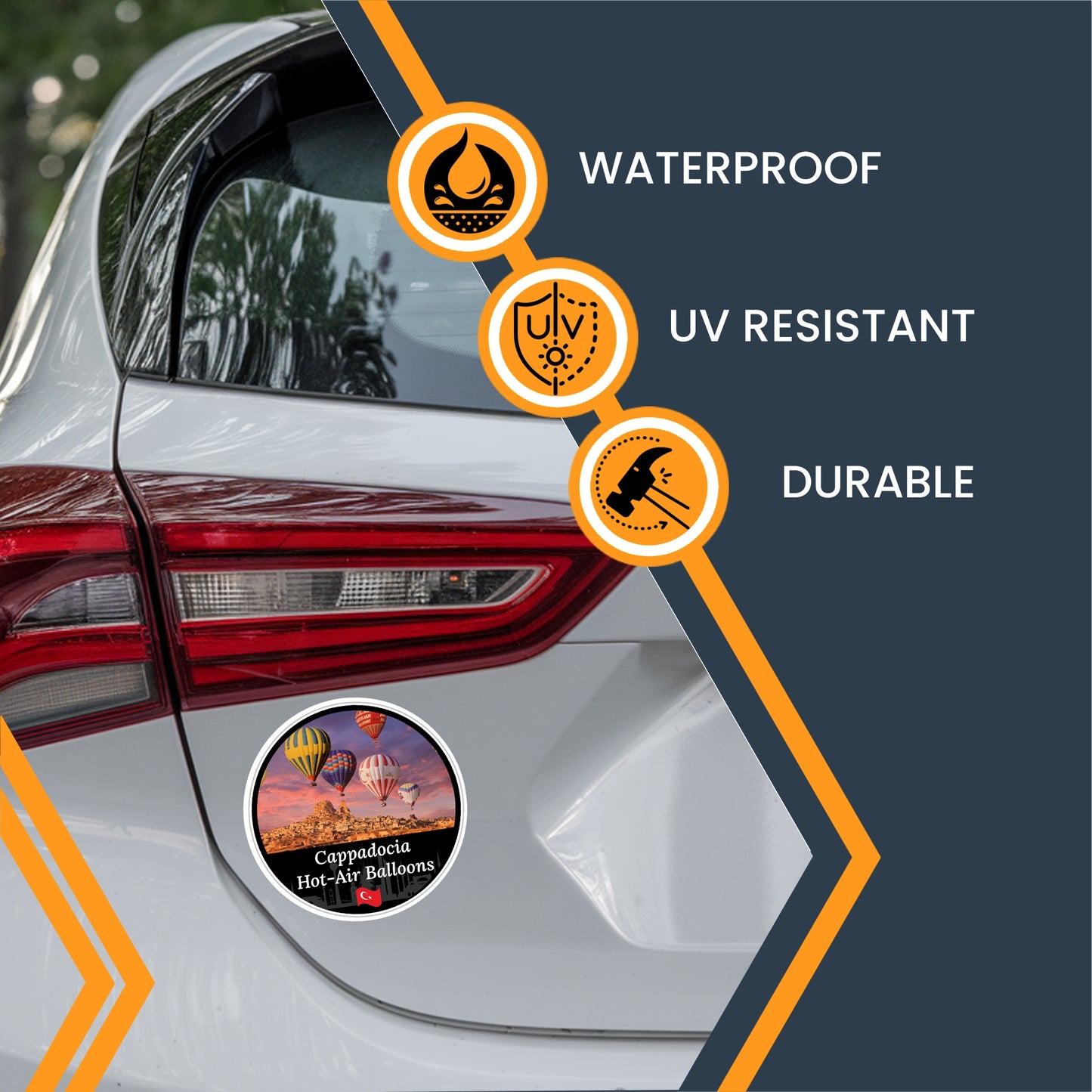 Magnet Me Up Cappadocia Hot Air Balloons Magnet Decal, 5" Round Full-Color Automotive Magnet Featuring Turkish Hot Air Balloons and Rock Formations, Durable Vinyl, Travel Gift, Made in The USA