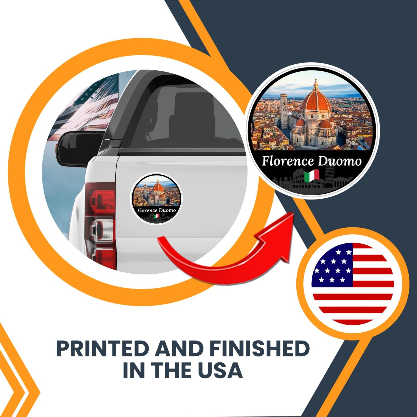 Magnet Me Up Florence Duomo Magnet Decal,5" Round Italy's Historic Travel Souvenir, UV Printed Full Color Vinyl, Durable Waterproof Car or Fridge Magnet, Made in USA