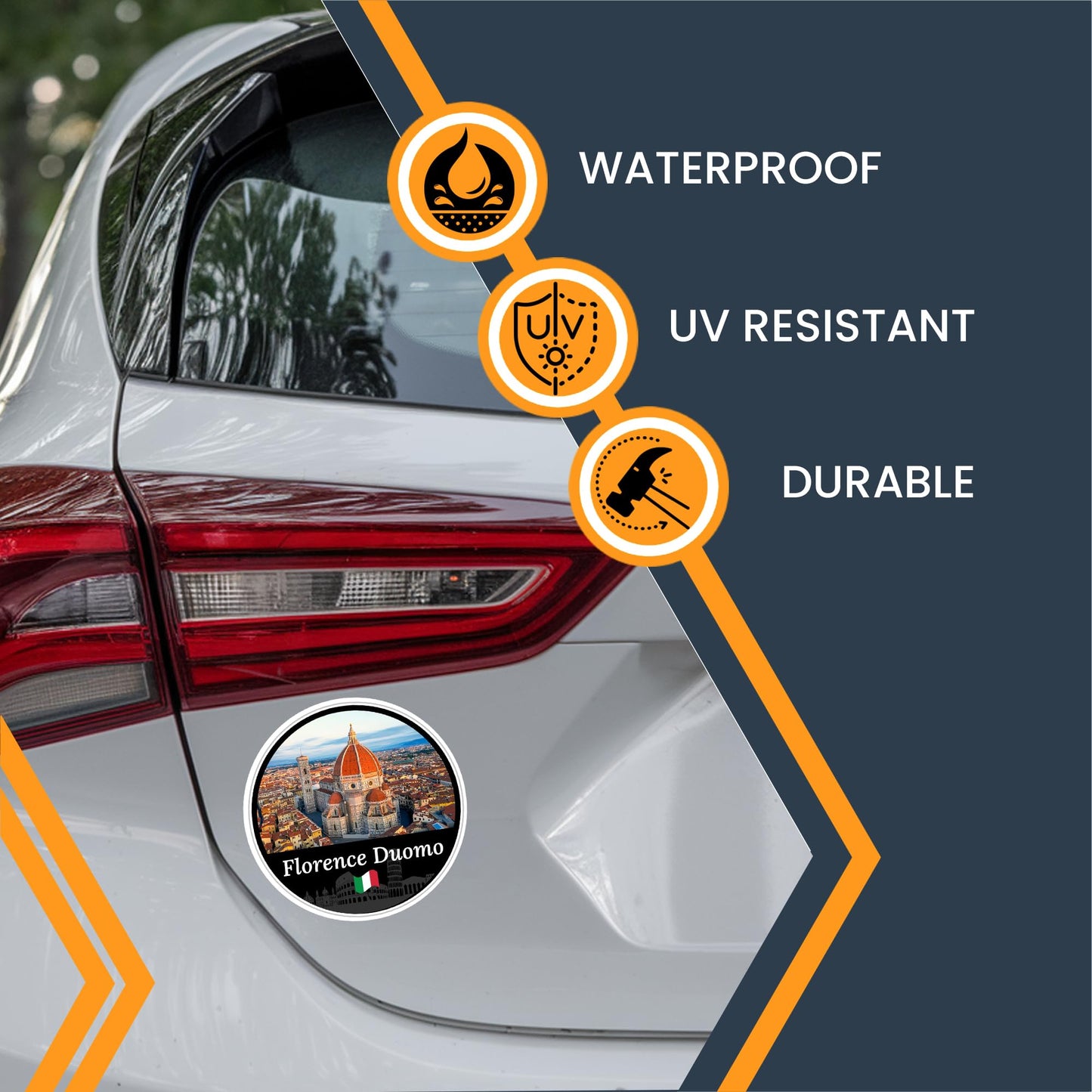 Magnet Me Up Florence Duomo Magnet Decal,5" Round Italy's Historic Travel Souvenir, UV Printed Full Color Vinyl, Durable Waterproof Car or Fridge Magnet, Made in USA