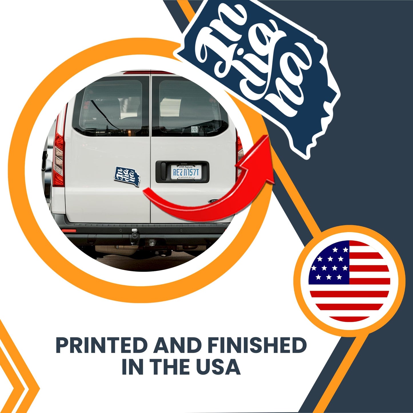 Magnet Me Up Indiana State Car Magnet, 3.3x6 Inches, Full-Color UV Printed Vinyl, Collectible US Shape Travel Gift, Durable Magnetic Decal for Fridge or Vehicle, Made in USA