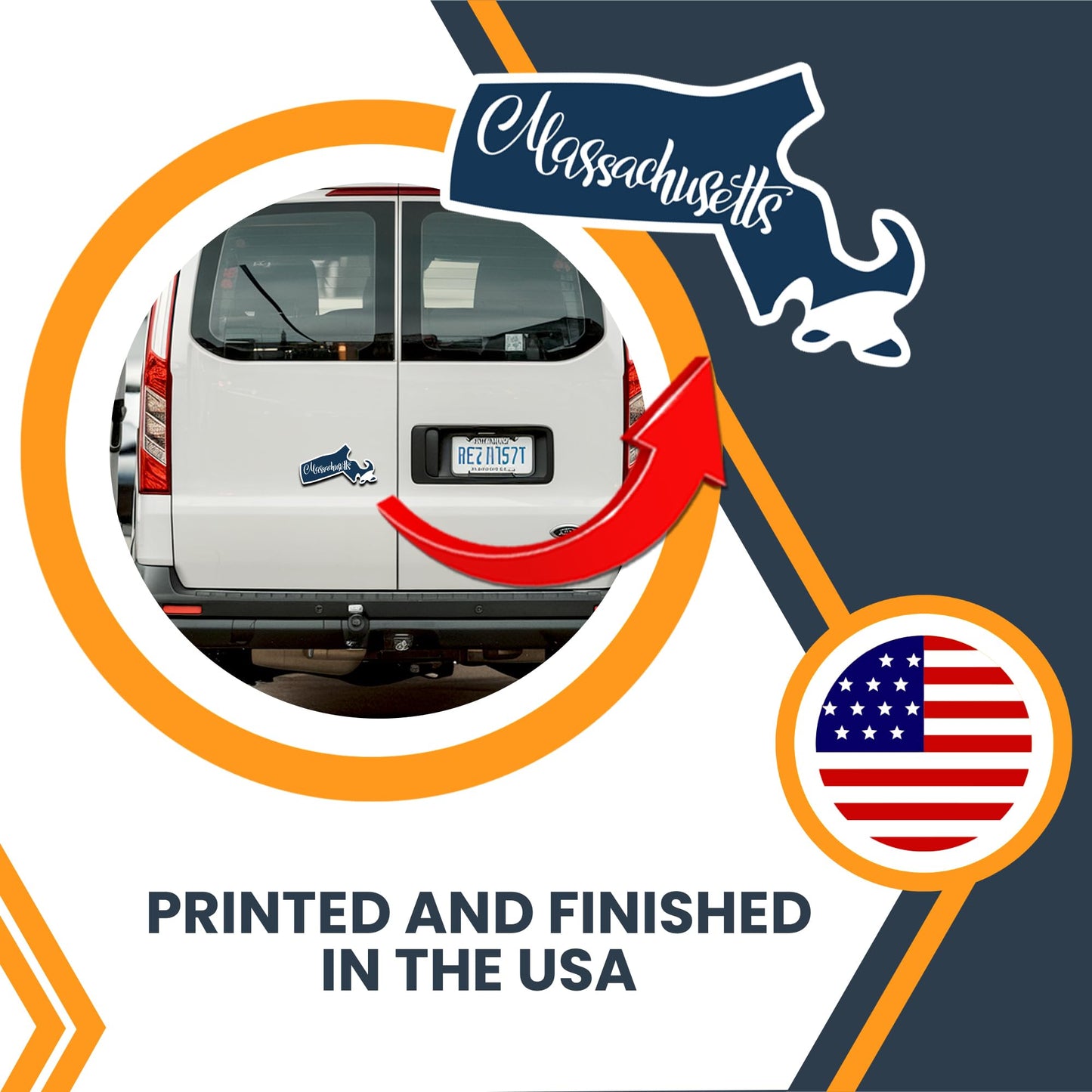 Magnet Me Up Massachusetts State Magnet, 2.7x4.9 Inches, Full-Color UV Printed Vinyl, Collectible US Shape Travel Gift, Durable Magnetic Decal for Fridge or Vehicle, Made in USA