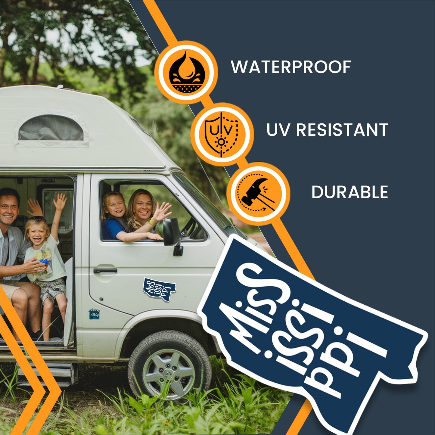 Magnet Me Up Mississippi State Magnet, 2.8x4.9 Inches, Full-Color UV Printed Vinyl, Collectible US Shape Travel Gift, Durable Magnetic Decal for Fridge or Vehicle, Made in USA
