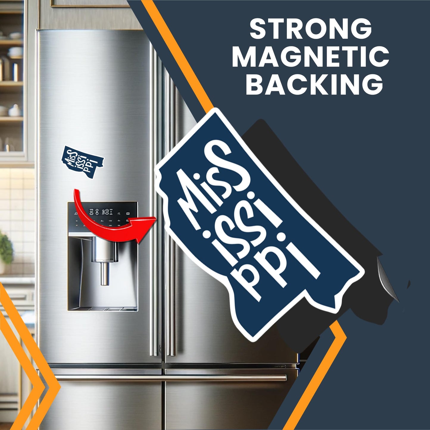 Magnet Me Up Mississippi State Magnet, 2.8x4.9 Inches, Full-Color UV Printed Vinyl, Collectible US Shape Travel Gift, Durable Magnetic Decal for Fridge or Vehicle, Made in USA
