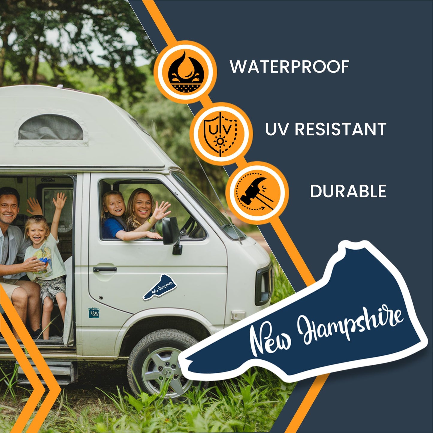 Magnet Me Up New Hampshire State Magnet - 3x6 Inch, Collectible US State-Shaped Fridge Magnet, Full-Color UV Printed Vinyl Travel Souvenir Gift, Magnetic Decal, Keepsake, Made in The USA