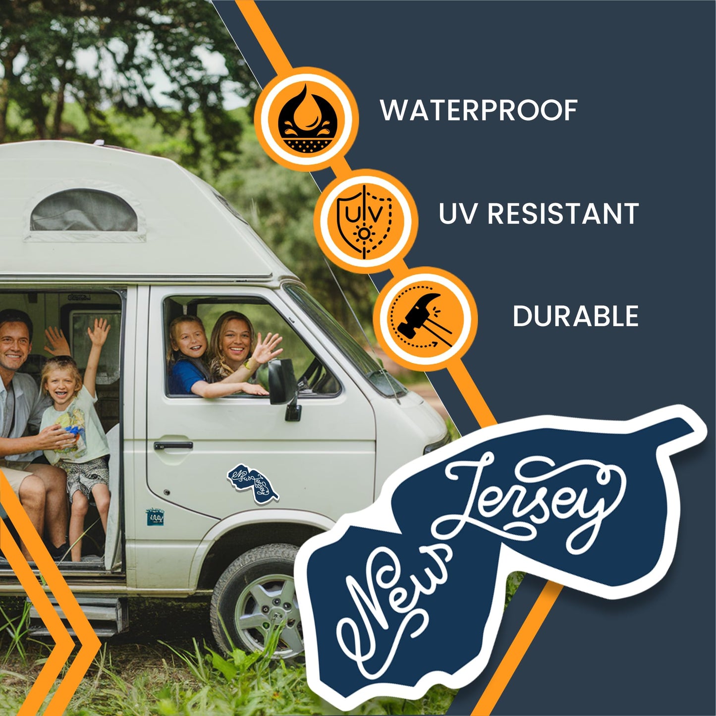 Magnet Me Up New Jersey State Magnet - 3.9x5 Inch, Collectible US State-Shaped Fridge Magnet, Full-Color UV Printed Vinyl Travel Souvenir Gift, Durable Magnetic Decal, Keepsake, Made in The USA