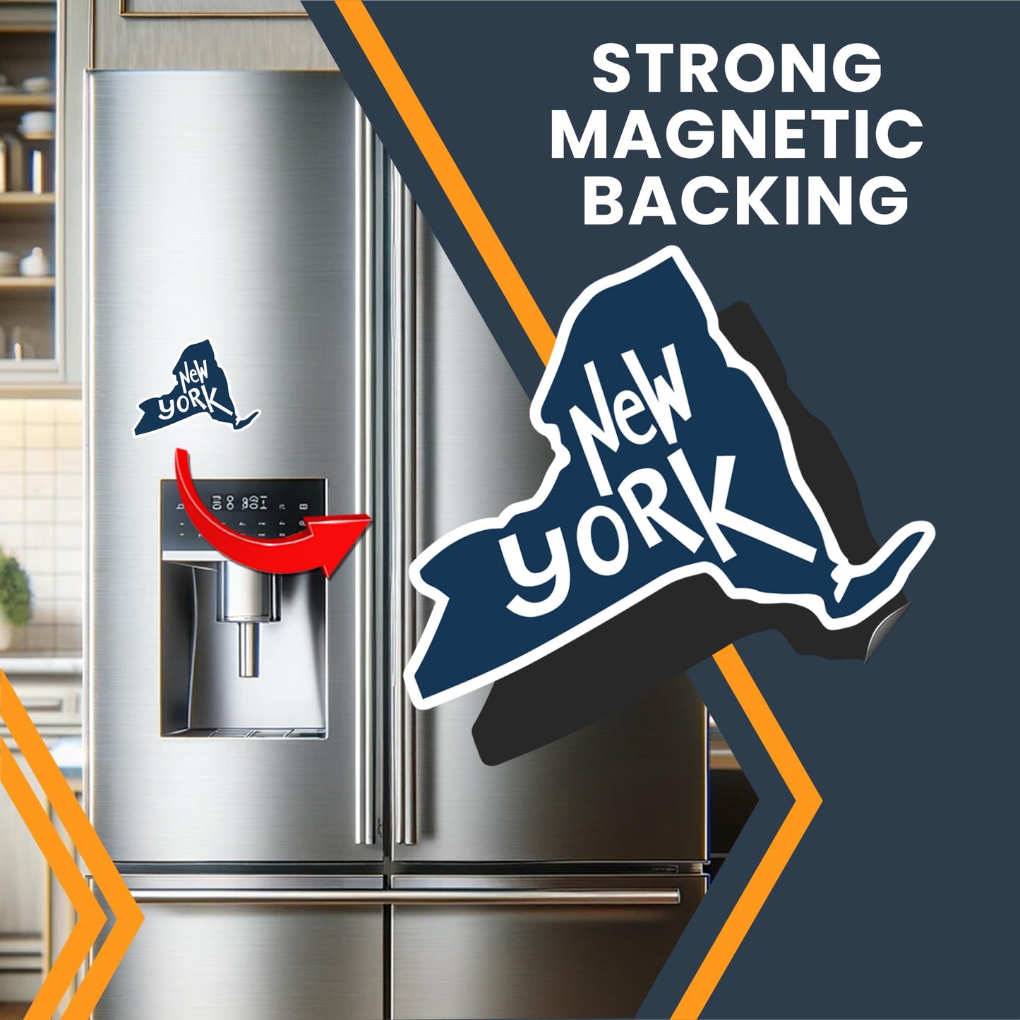 Magnet Me Up New York State Magnet - 3.7x5 Inch, Collectible US State-Shaped Fridge Magnet, Full-Color UV Printed Vinyl Travel Souvenir Gift, Durable Magnetic Decal, Keepsake, Made in The USA