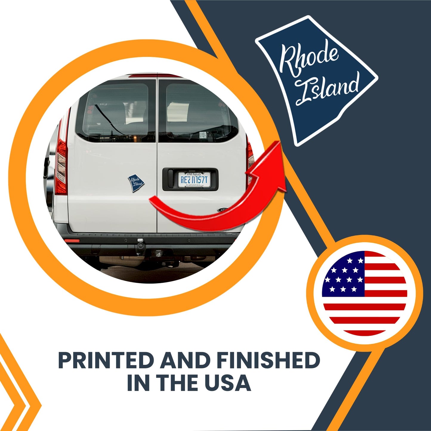 Magnet Me Up Rhode Island State Magnet, 5 Inches, Collectible US Shape Fridge Magnet, Full-Color UV Printed Vinyl, Durable Magnetic Decal, New England Travel Gift, Made in The USA