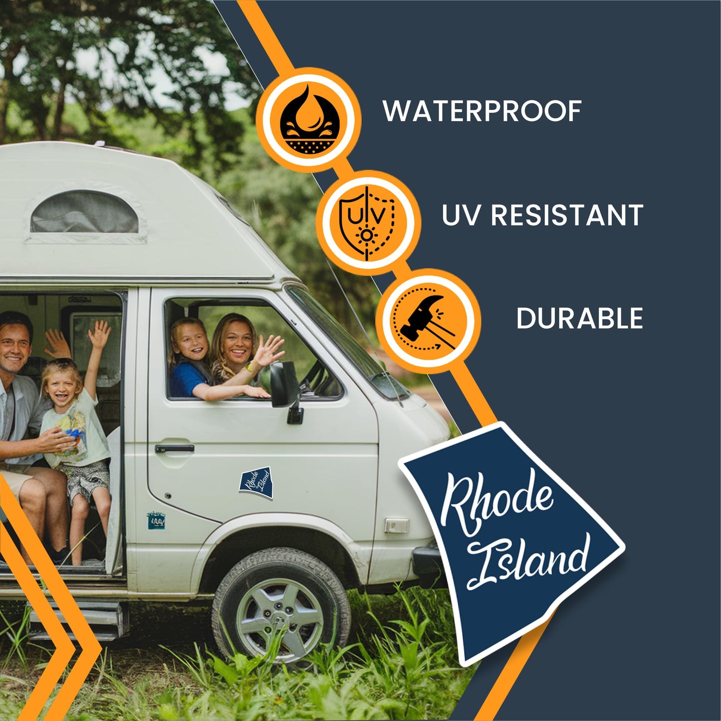 Magnet Me Up Rhode Island State Magnet, 5 Inches, Collectible US Shape Fridge Magnet, Full-Color UV Printed Vinyl, Durable Magnetic Decal, New England Travel Gift, Made in The USA