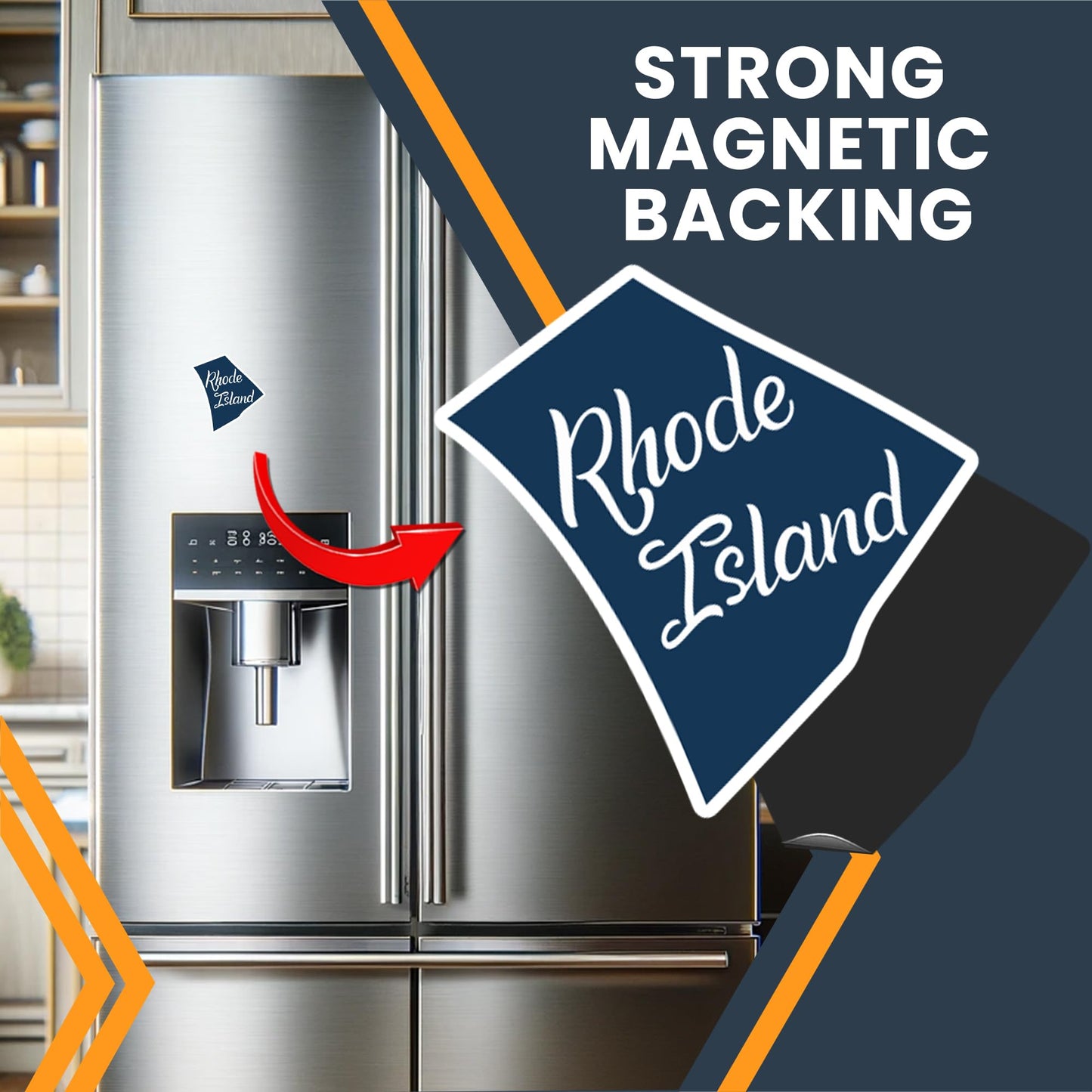 Magnet Me Up Rhode Island State Magnet, 5 Inches, Collectible US Shape Fridge Magnet, Full-Color UV Printed Vinyl, Durable Magnetic Decal, New England Travel Gift, Made in The USA