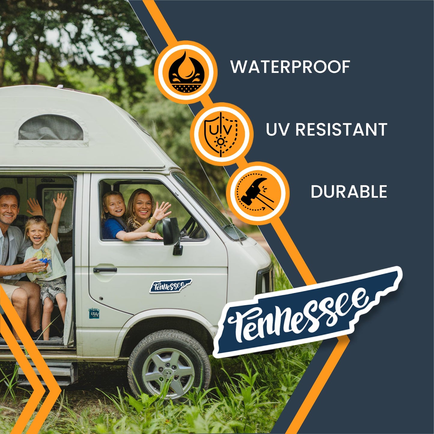 Magnet Me Up Tennessee State Magnet, 5 Inches, Collectible US Shape Fridge Magnet, Full-Color UV Printed Vinyl, Durable Magnetic Decal, Music Travel Gift, Made in The USA