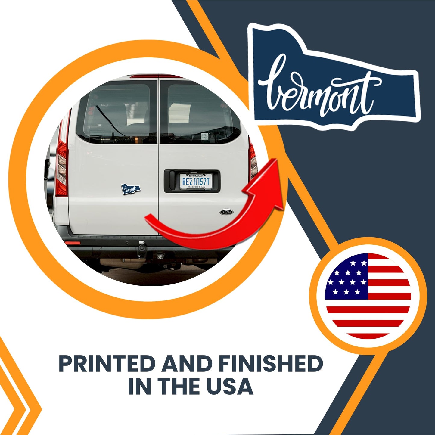 Magnet Me Up Vermont State Car Magnet, 3.3x6 Inches, Full-Color UV Printed Vinyl, Collectible US Shape Travel Gift, Durable Magnetic Decal for Fridge or Vehicle, Made in USA