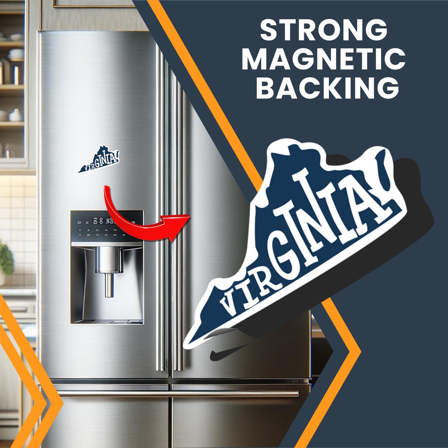 Magnet Me Up Virginia State Magnet, 5 Inches, Collectible US Shape Fridge Magnet, Full-Color UV Printed Vinyl, Durable Magnetic Decal, Historic Travel Gift, Made in The USA