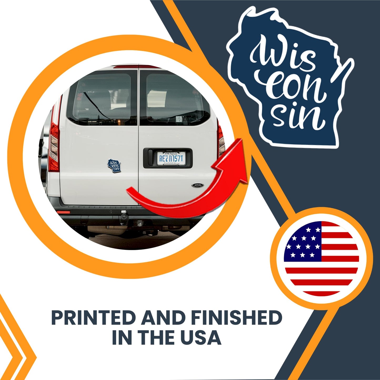 Magnet Me Up Wisconsin State Car Magnet, 5x4.6 Inches, Full-Color UV Printed Vinyl, Collectible US Shape Travel Gift, Durable Magnetic Decal for Fridge or Vehicle, Made in USA