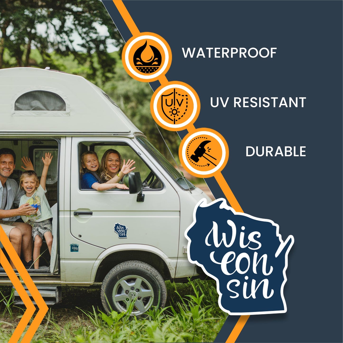 Magnet Me Up Wisconsin State Car Magnet, 5x4.6 Inches, Full-Color UV Printed Vinyl, Collectible US Shape Travel Gift, Durable Magnetic Decal for Fridge or Vehicle, Made in USA