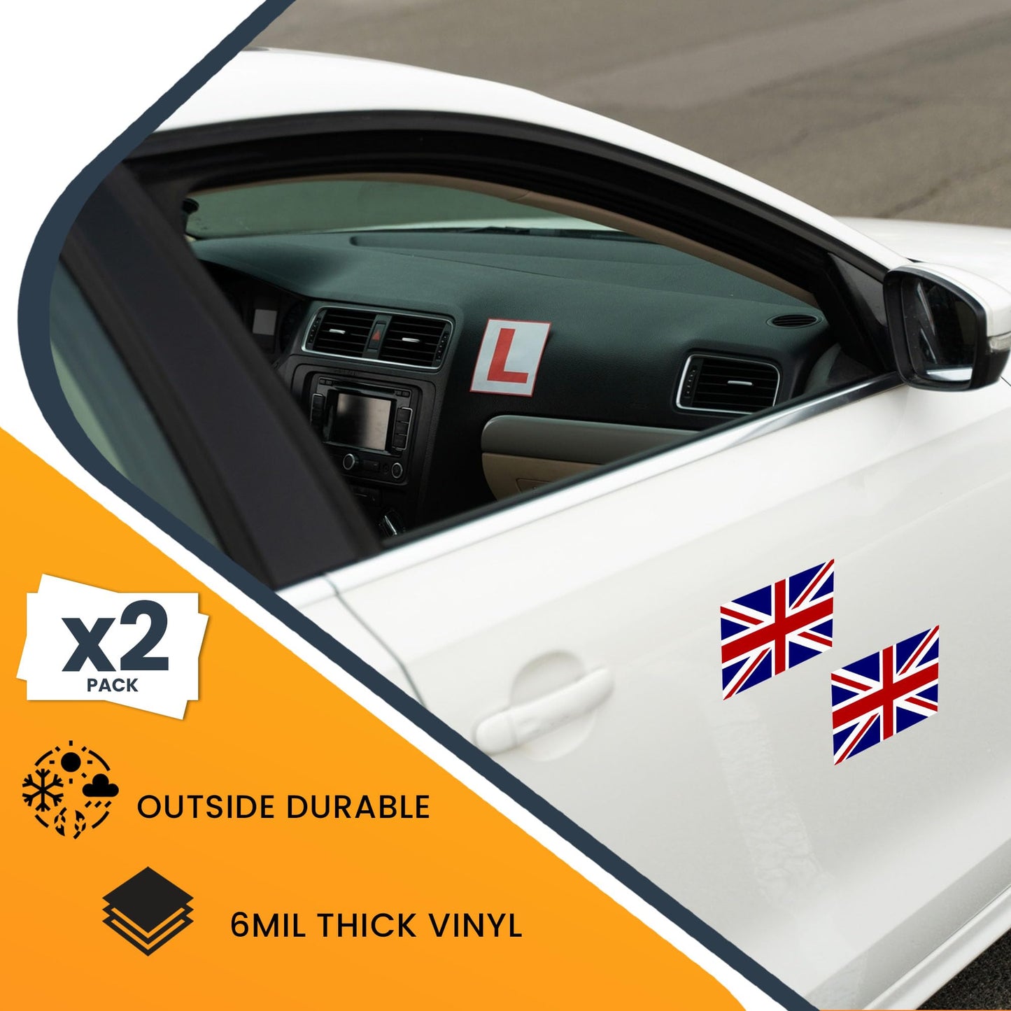 England Flag Bumper Sticker - 3x5 Inch British Flag Decal for Cars, Laptops, Coolers - 2 Pack UV Vinyl Adhesive, Weatherproof & Fade-Resistant, Made in USA - England Sticker