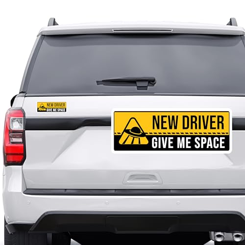 Magnet Me Up "Give Me Space" - Funny New Driver Magnet Decal - 3x8 Inches, Caution New Driver Sign, Full Color UV Print, Durable, Waterproof, Magnetic Vinyl for Vehicles, Great Gift, Made in USA
