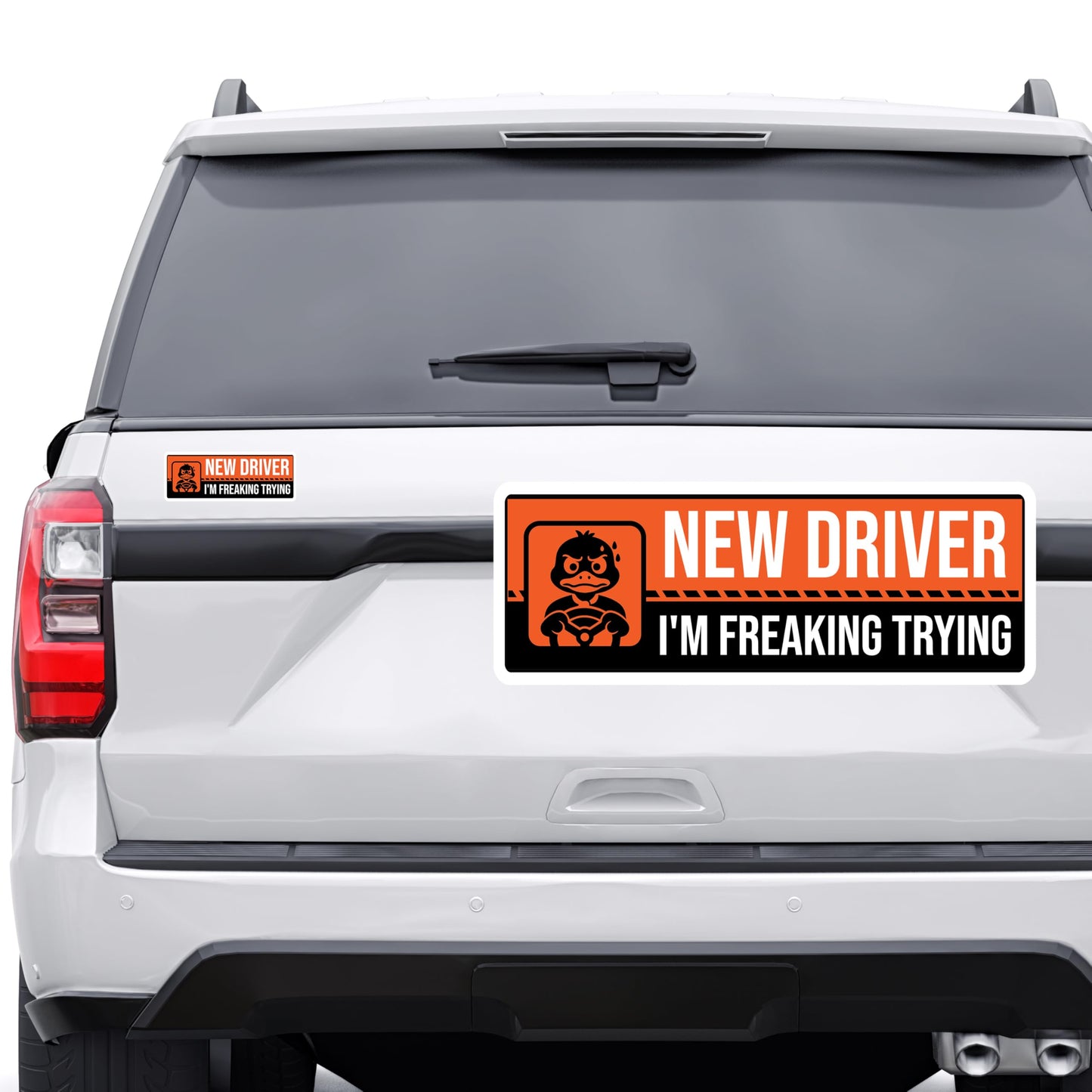 Magnet Me Up New Driver "I'm Freaking Trying" Magnet Decal - 3x8" Caution Sign, Learner Car Sign, UV Printed Full Color, Durable Waterproof Vinyl, New Driver Gift, Made in USA