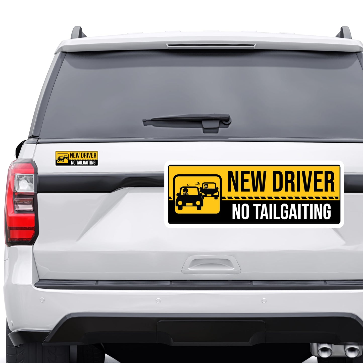 Magnet Me Up New Driver "No Tailgating" Magnet Decal - 3x8 Inch Caution Sign, Learner Driver Car Magnet Sign, UV Printed Full Color, Durable Waterproof Vinyl, Great Gift, Made in USA