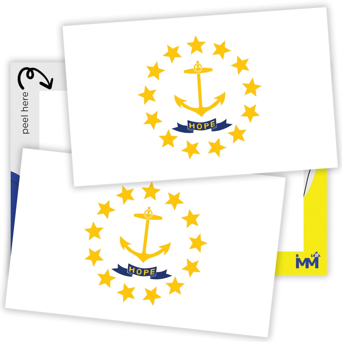 Magnet Me Up Rhode Island Flag Sticker Decal 3x5-2 Pack, Waterproof Vinyl State Pride Collectible, All-Surface State Flag Decals for Car, Laptop, Bumper, Cooler, Rhode Island Gifts, Made in USA
