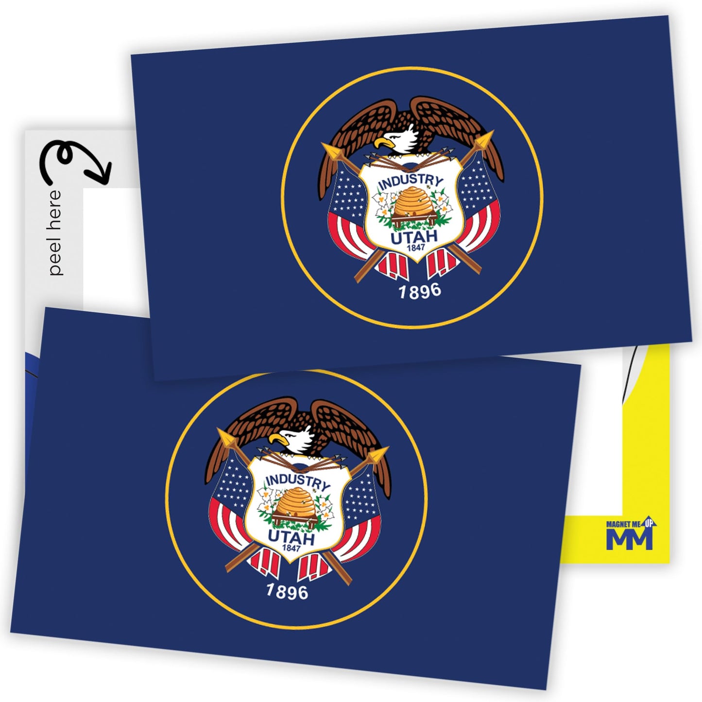 Magnet Me Up Utah Flag Sticker Decal 3x5 ? 2 Pack, Waterproof Vinyl State Pride Collectible, All-Surface State Flag Decals for Car, Laptop, Bumper, Cooler, Window ? Utah Gifts, Made in USA