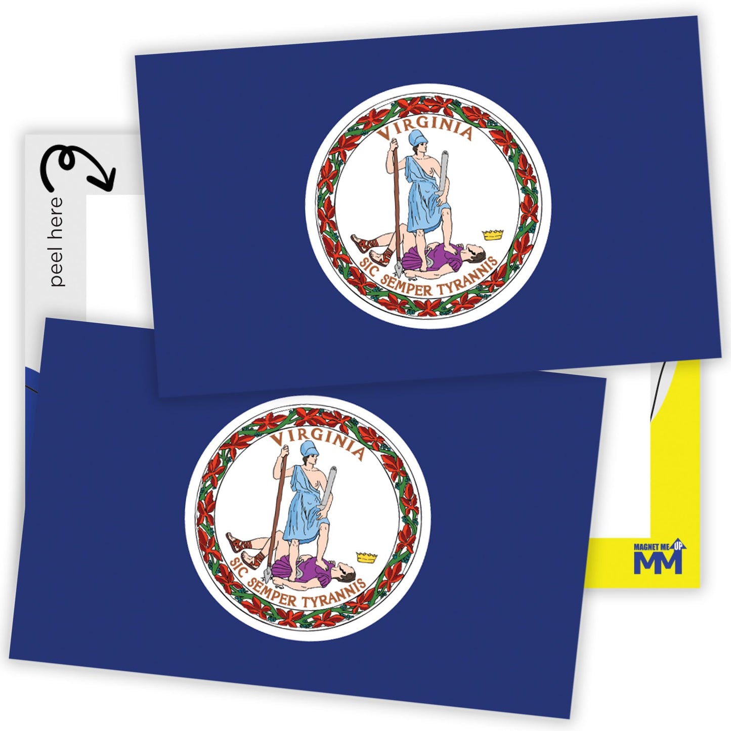 Magnet Me Up Virginia Flag Sticker Decal 3x5 - 2 Pack, Waterproof Vinyl State Pride Collectible, All-Surface State Flag Decals for Car, Laptop, Bumper, Cooler, Window - Virginia Gifts, Made in USA