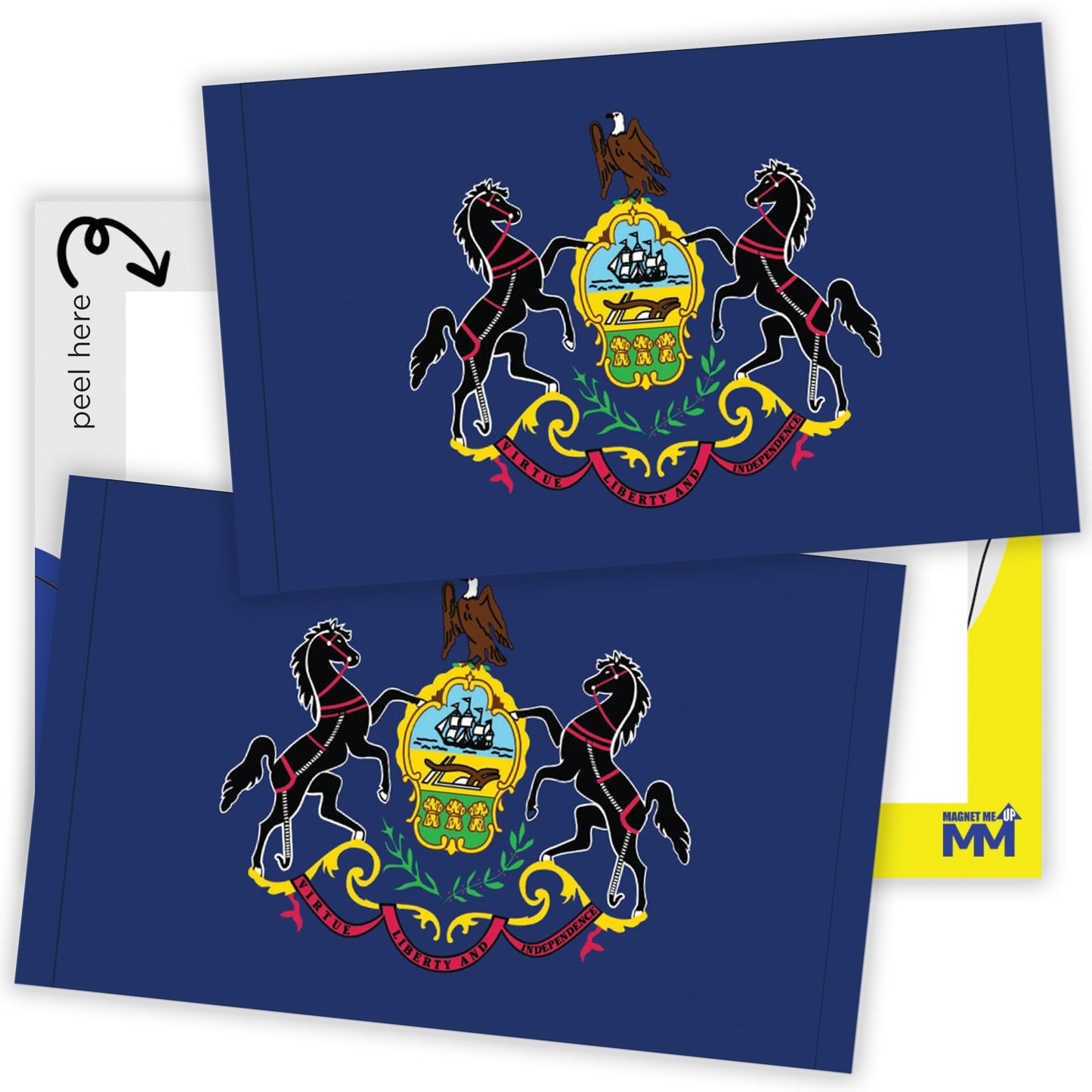 Magnet Me Up Pennsylvania Flag Sticker Decal 3x5 -2 Pack, Waterproof Vinyl State Pride Collectible, All-Surface State Flag Decals for Car, Laptop, Bumper, Cooler, Pennsylvania Gifts, Made in USA