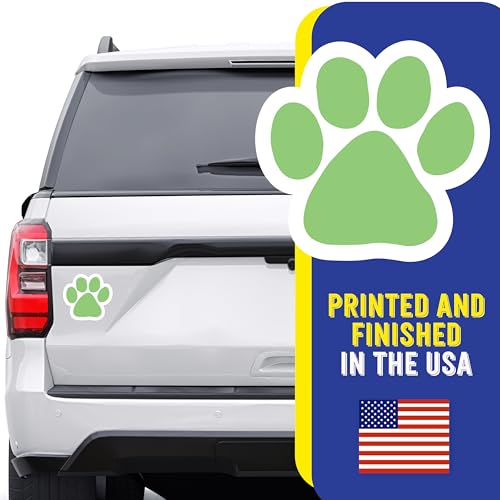 Magnet Me Up Light Green Paw Print Car Magnet - 5"x5" Heavy-Duty Weatherproof Vinyl, Magnetic Decal, Pet Lover Gift, Animal Rescue Support, Car, Fridge, Locker Decoration, Made in USA