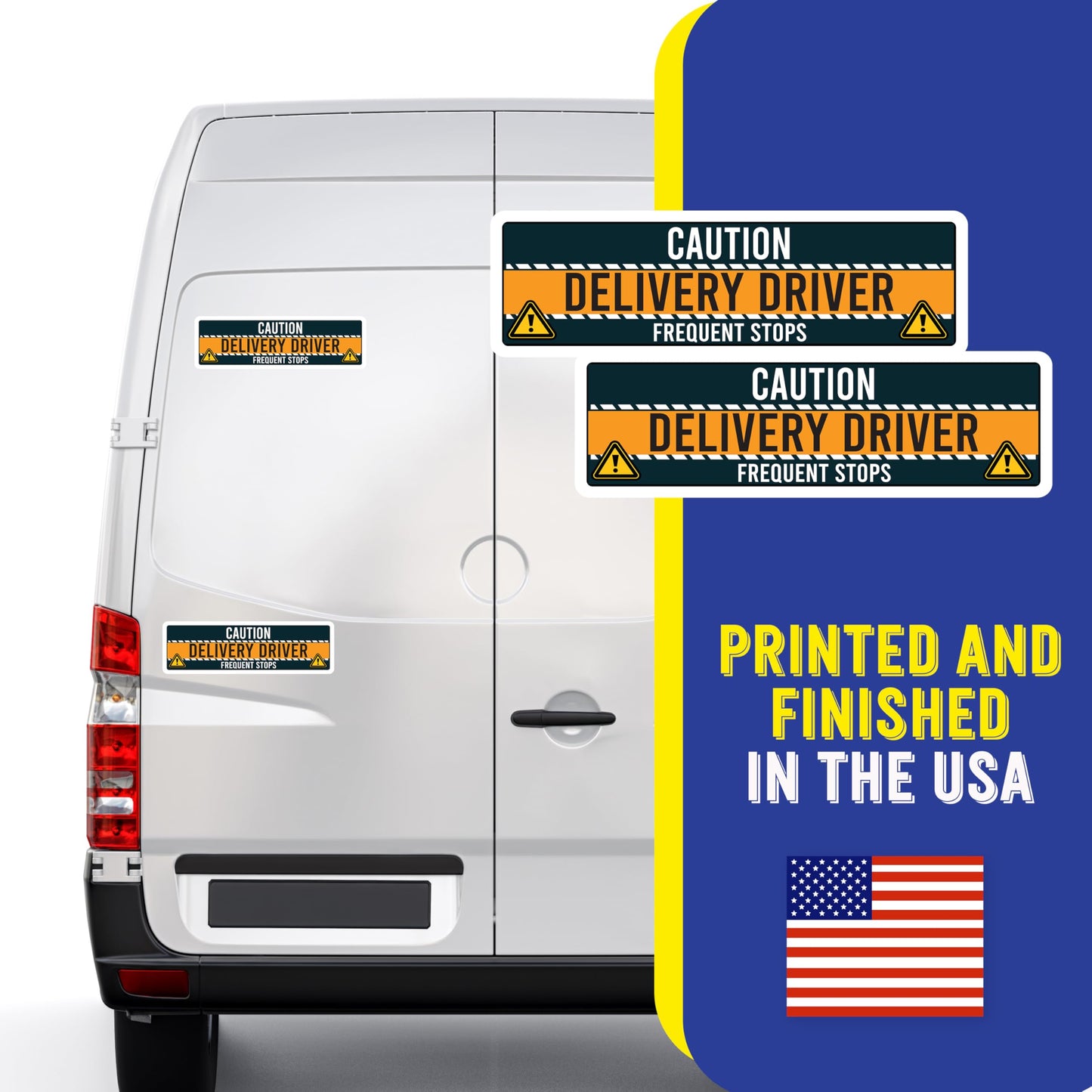 Magnet Me Up Caution Delivery Driver Frequent Stops Magnetic Decal, 10x3 Inch, 2 Pack, Delivery Essentials, for Cars, Trucks, Flex Drivers Magnet, Weatherproof, Full-Color Print, Made in USA