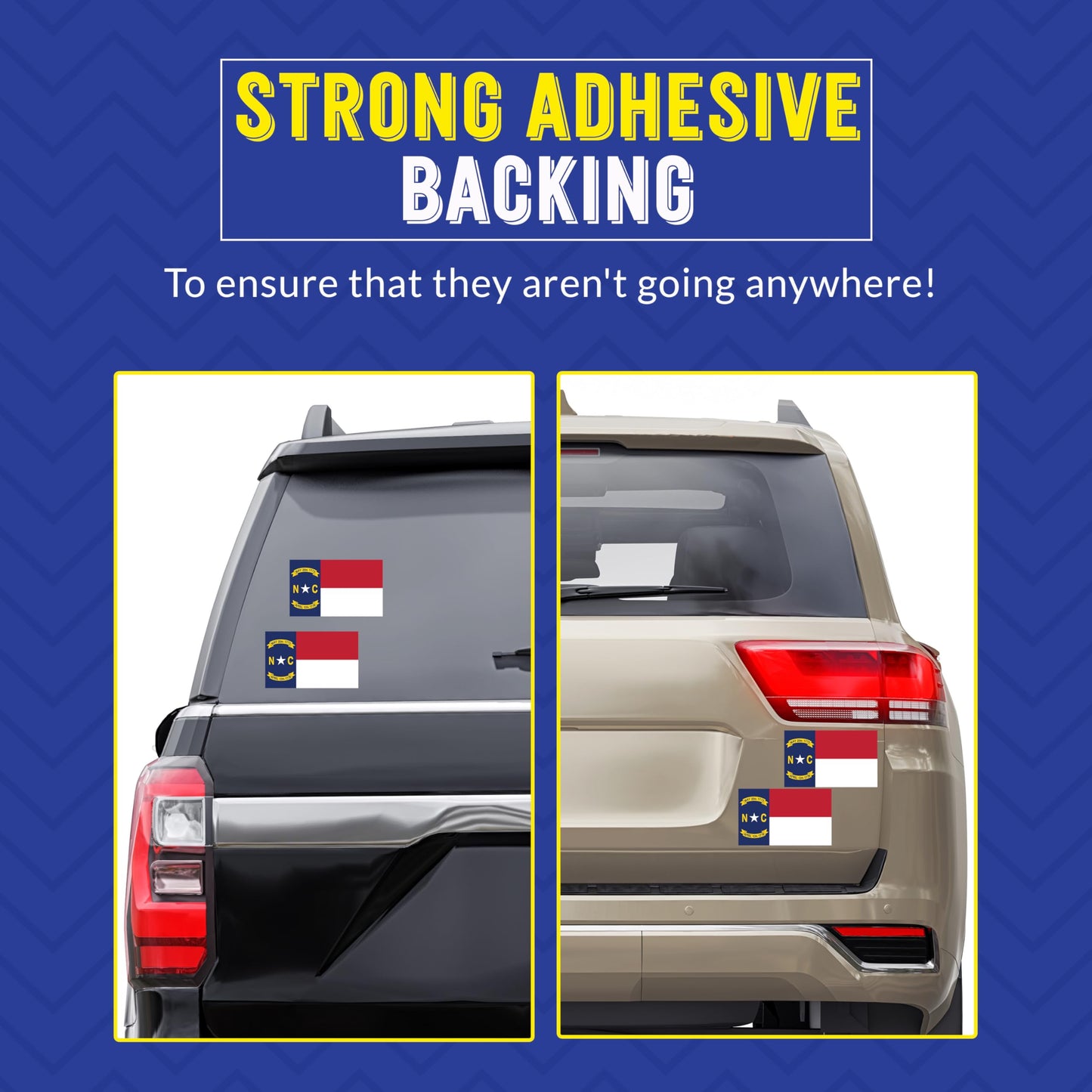 North Carolina Sticker Decal, US State Vinyl Bumper Sticker for Car, Laptop, Water Bottle, 2 Pack, Durable Weatherproof Adhesive, Full Color UV Print, Made in USA, Outdoor Safe Decal