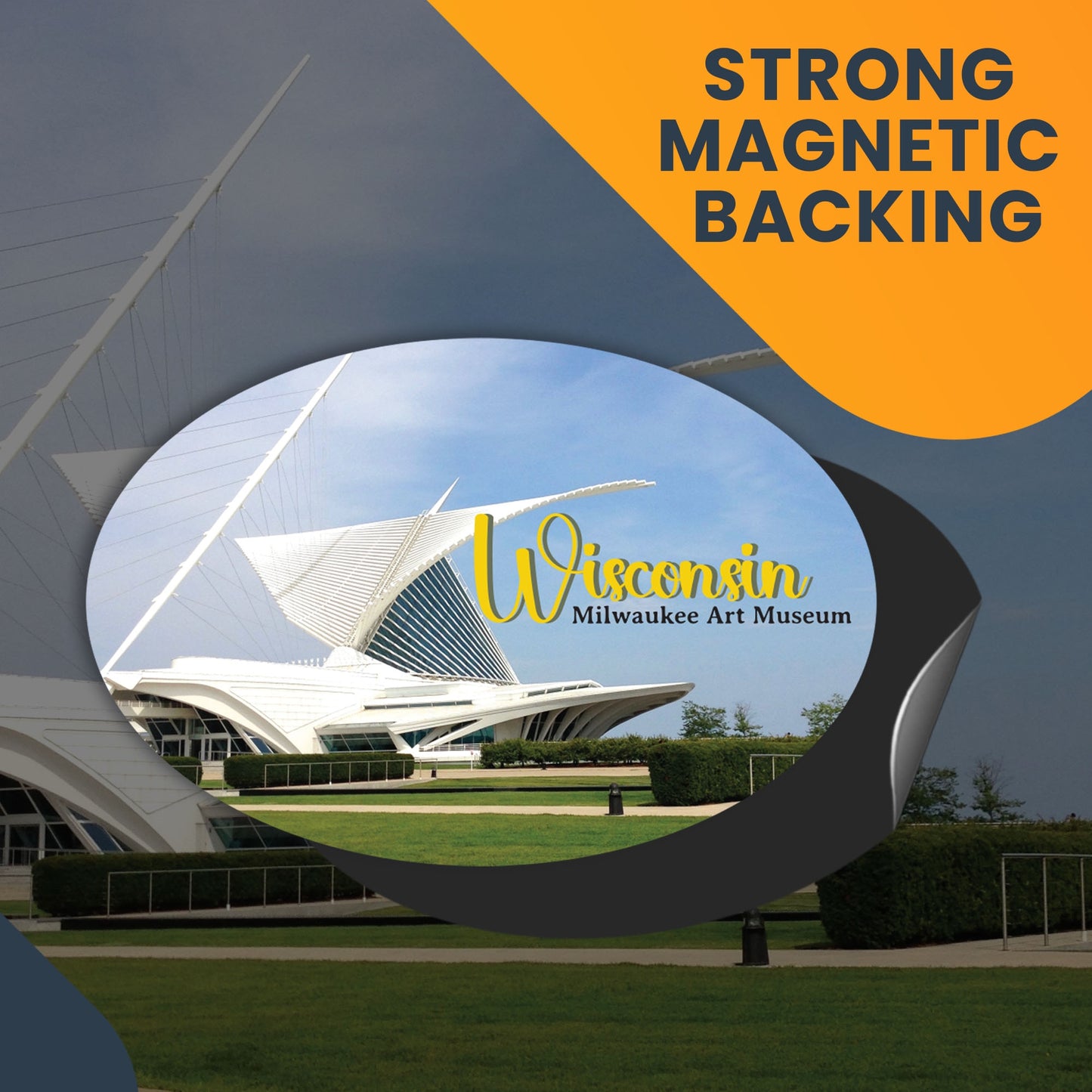 Magnet Me Up Wisconsin Milwaukee Art Museum State Magnets, 4x6 Inches Oval, Souvenirs for Art Lover, Travel Refrigerator Magnets, USA Gift Collection Decoration, for Car, Lockers, Crafted in USA