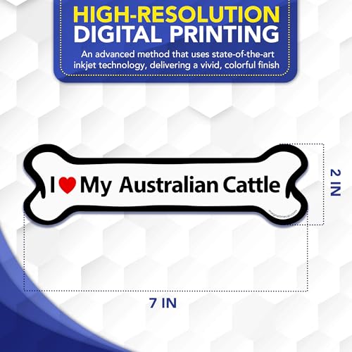 Magnet Me Up I Love My Australian Cattle Dog Bone Magnetic Decal, 2x7 Inches, UV Printed Vinyl, Dog Lover Gift, Pet Owner Accessory, Full-Color, Magnet for Cars, Trucks & SUVs, Made in The USA