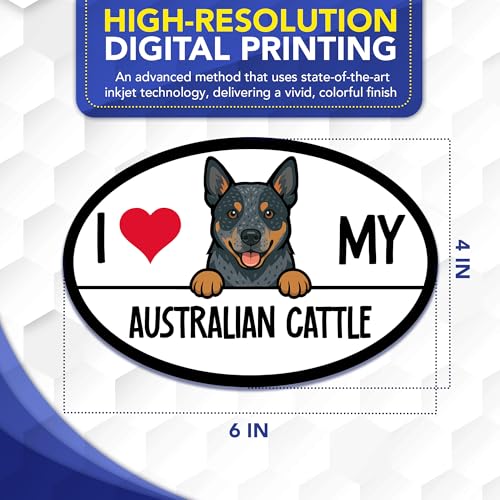 Magnet Me Up I Love My Australian Cattle Dog Oval Magnetic Decal, 4x6 Oval, UV Printed Vinyl, Dog Lover Gift, Pet Owner Accessory, Full-Color, Magnetl for Cars, Trucks & SUVs, Made in The USA