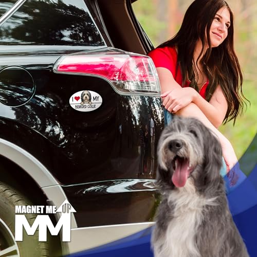 Magnet Me Up I Love My Bearded Collie Shaped Car Magnet - 4x6 Oval Full-Color Magnetic Decal for Cars Trucks & SUV - Durable UV Vinyl, Weatherproof, Dog Lover Gift Made in The USA
