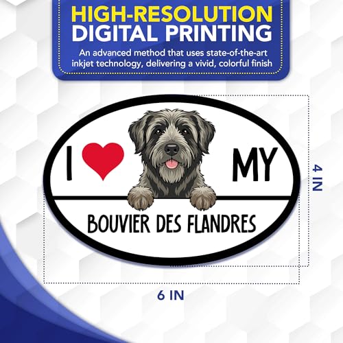 Magnet Me Up I Love My Bouvier des Flandres Dog Magnet - 4x6 Oval Full-Color UV Printed Magnet for Cars, Trucks & SUV Bouvier des Flandres Gift Made in The USA