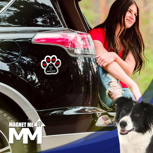 Magnet Me Up I Love My Border Collie Pawprint Magnetic Decal - 5 Inch Full-Color UV Printed Pet Magnet for Cars, Trucks & SUV - Dog Lover Gift, Made in USA