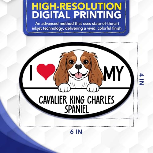 Magnet Me Up I Love My Cavalier King Charles Spaniel Car Magnet 4x6 Oval - Durable UV Printed Magnetic Decal for Cars, Trucks & SUV, Dog Lover Gift, Made in The USA