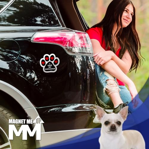 Magnet Me Up I Love My Chihuahua Dog Pawprint Car Magnet - 5 Inch Magnetic Decal for Cars, Trucks & SUV - Cute Chihuahua Gift for Dog Lovers, Weatherproof UV Printed, Made in The USA