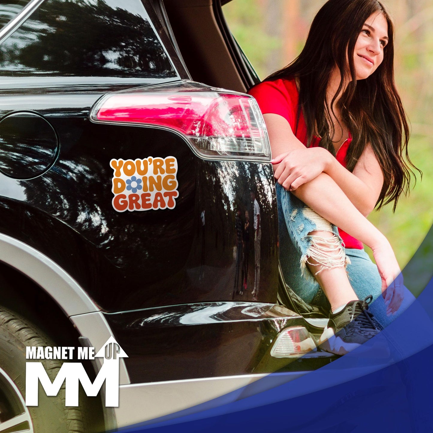 Magnet Me Up Youโre Doing Great Motivational Magnetic Decal for Cars, Trucks & SUV - 5x4 Inches Inspirational Retro Positive Quote Accessories Car Magnet Gift, Full-Color UV Printed Vinyl, Made in USA