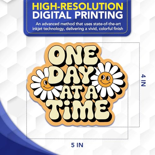 Magnet Me Up One Day at A Time Magnetic Decal - 5x4 Inches Retro Inspirational Car Magnet - Positive Quote Accessories, UV-Printed Weatherproof Car Magnet Vinyl Gifts for Locker, Fridge Made in USA