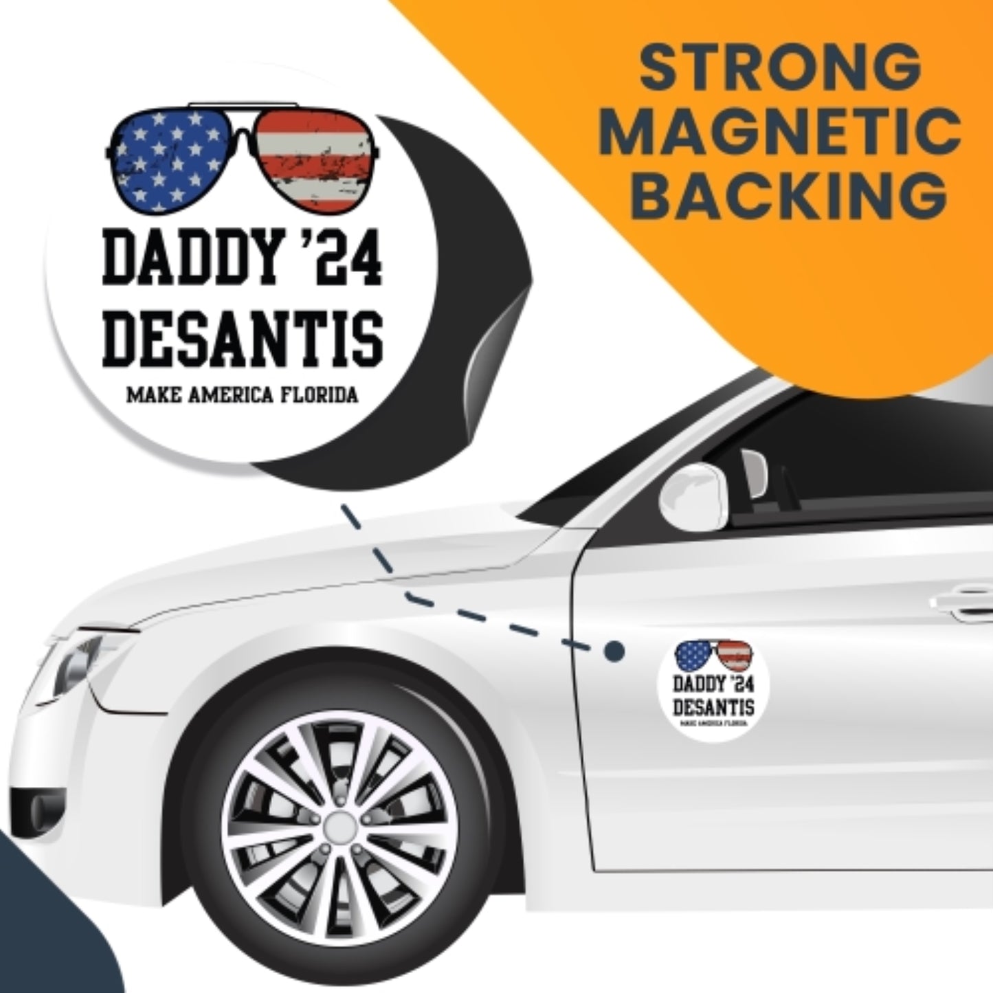 Magnet Me Up Daddy Desantis 2024 Republican Party Magnet Decal, 5 Inch, White, Bumper Magnet for Car Truck SUV