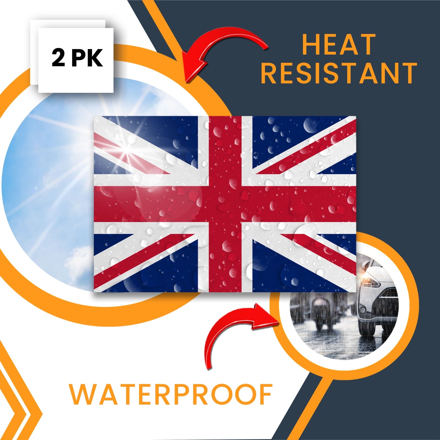 Magnet Me Up United Kingdom British Flag Magnet Decal, 4x6 Inches, 2 Pack, Automotive Magnet for Car, Truck, SUV, UK Union Jack Flag Car Magnet, Patriotic Auto Accessories, Made in USA