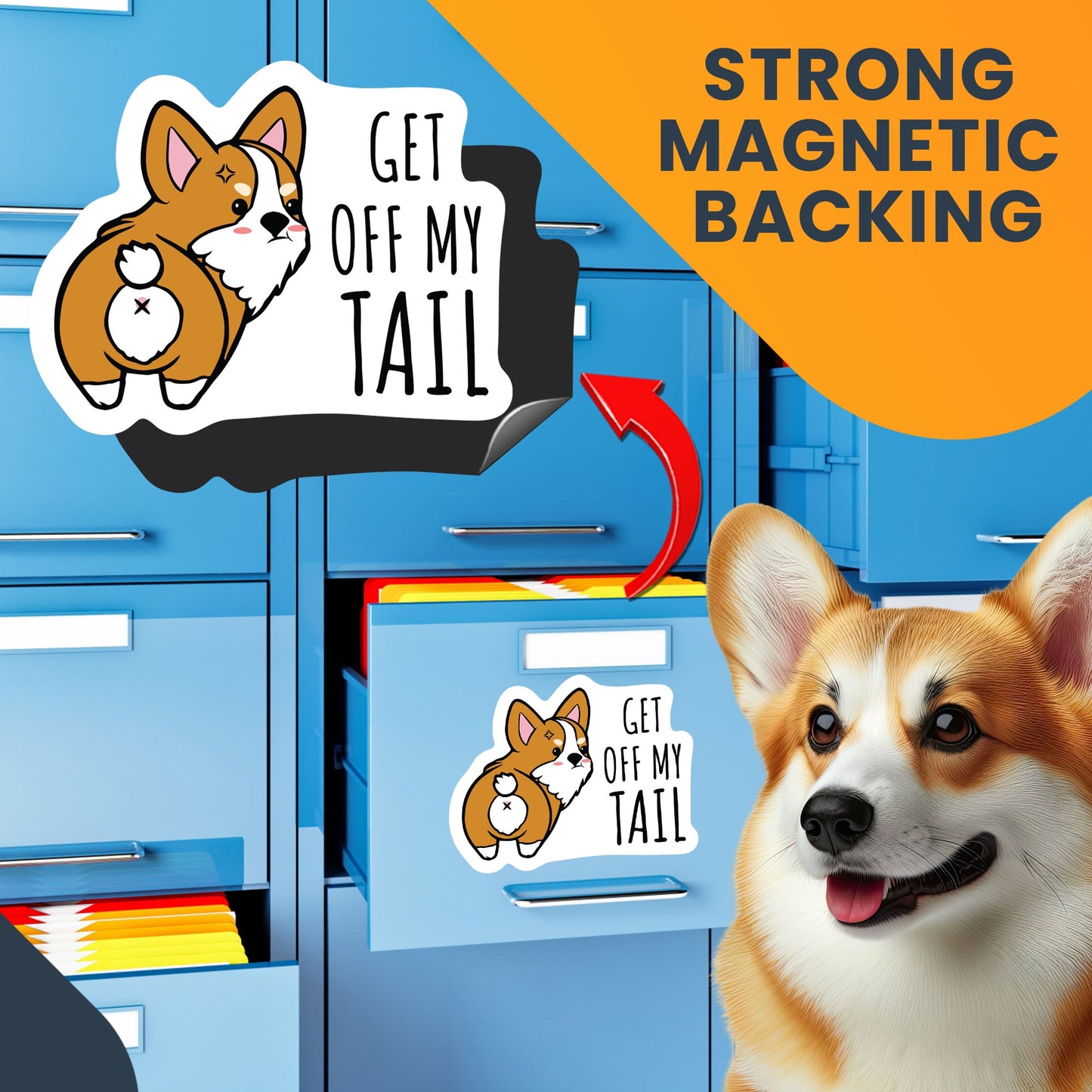 Magnet Me Up Get Off My Tail Corgi Dog Magnet Decal, No Tailgating, 5.5x4 Inch, Funny Cute Joke Gag Gift, Vehicle Safety, Automotive Magnet for Car, Truck, SUV, for Dog Lovers, Crafted in USA