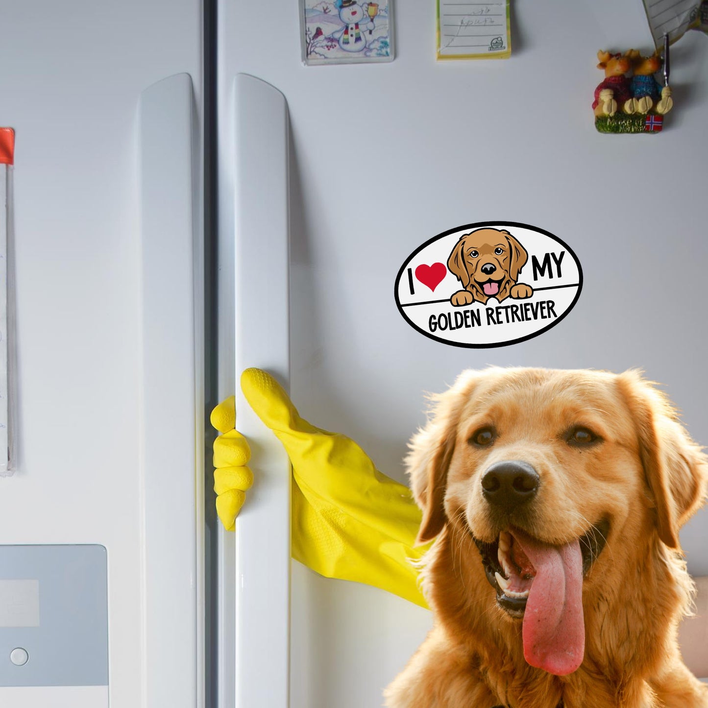 Magnet Me Up I Love My Golden Retriever Magnetic Car Decal, 4x6 Inches Oval, Dog Lover Gift for Dog Breed Enthusiasts, Family Dog, for Car, Fridge, and Any Magnetic Surface, Crafted in USA