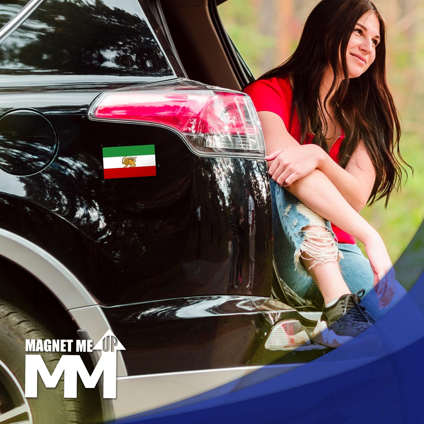 Magnet Me Up Iran Lion Flag Car Magnet 3x5 Inch, Pre Revolution Lion and Sun Persian Flag Bumper Magnet, Weatherproof Full-Color Magnetic Decal for Car, Trucks & SUV Fridge Accessory, Made in USA