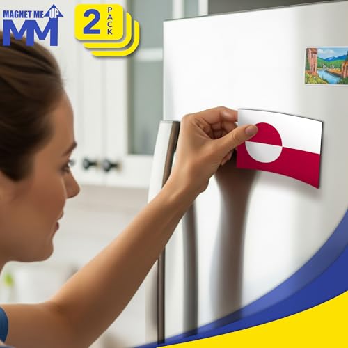 Magnet Me Up Greenland Flag Car Magnet - 4x6 Inch, Magnetic Decal for Vehicles, Trucks, and Mailboxes - Weatherproof & UV Resistant National Flag of Greenland, Kalaallit Nunaat, 2 Pack, Made in USA