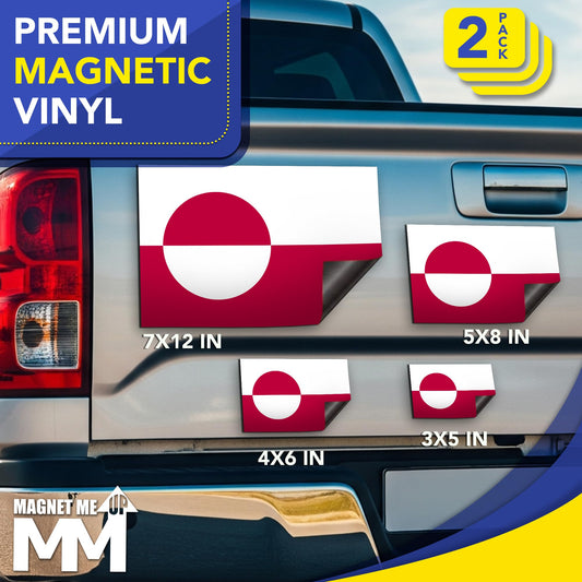 Magnet Me Up Greenland Flag Car Magnet - 3x5 Inch, Magnetic Decal for Vehicles, Trucks, and Mailboxes - Weatherproof & UV Resistant National Flag of Greenland, Kalaallit Nunaat, 2 Pack, Made in USA
