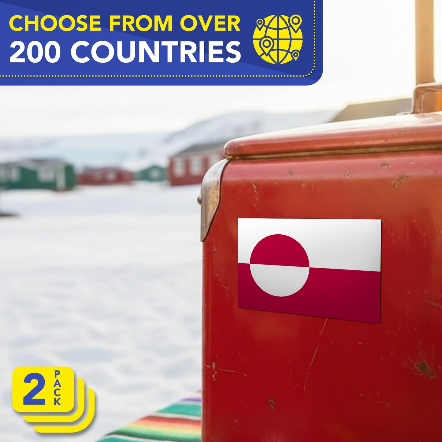 Magnet Me Up Greenland Flag Car Magnet - 3x5 Inch, Magnetic Decal for Vehicles, Trucks, and Mailboxes - Weatherproof & UV Resistant National Flag of Greenland, Kalaallit Nunaat, 2 Pack, Made in USA