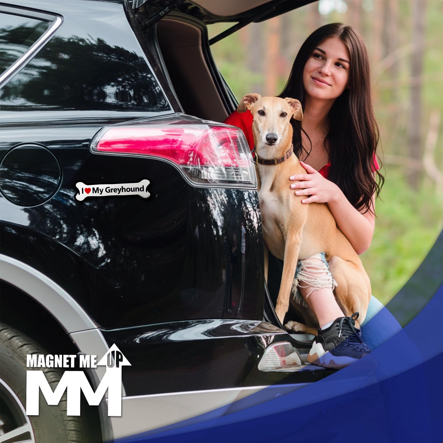 Magnet Me Up I Love My Greyhound Bone-Shaped Car Magnet - 2x7 Inches Magnetic Decal for Cars, Trucks and SUVs, Ideal Gift for Dog Lovers, Weatherproof UV Printed Full-Color, Vinyl, Made in USA