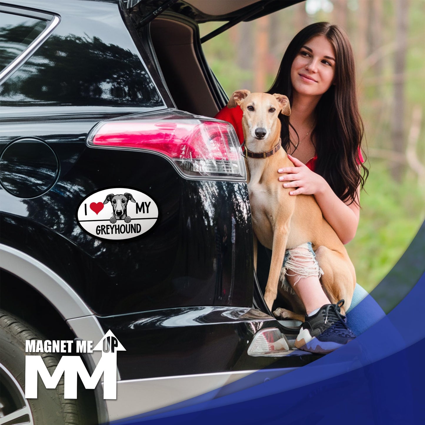 Magnet Me Up I Love My Greyhound Oval-Shaped Car Magnet - 4x6 Inches Magnetic Decal for Cars, Trucks and SUVs, Ideal Gift for Dog Lovers, Weatherproof UV Printed Full-Color, Vinyl, Made in USA